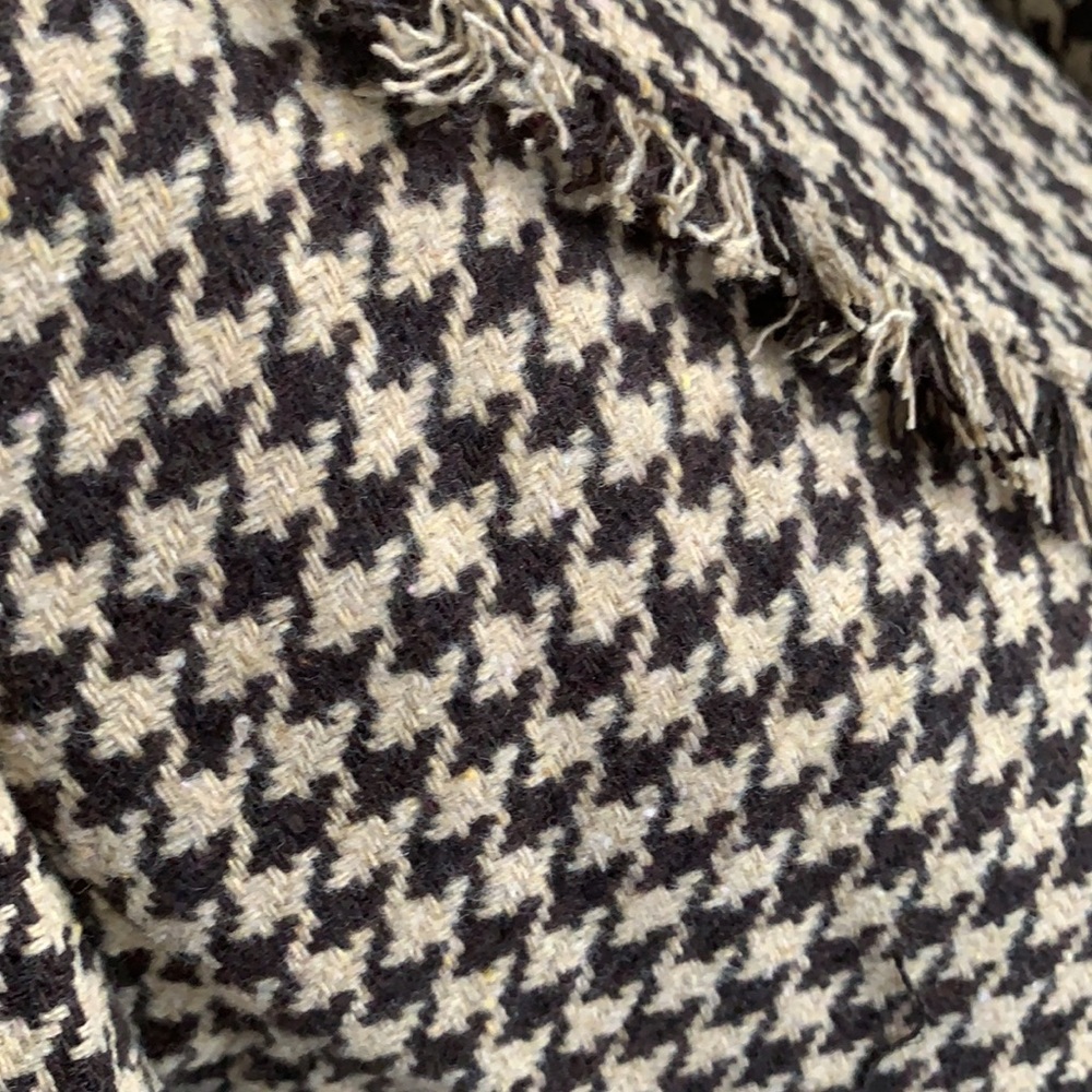 Love Riche Tan Brown Houndstooth Frayed Edging Lined Jacket Blazer NWT - Picture 13 of 16